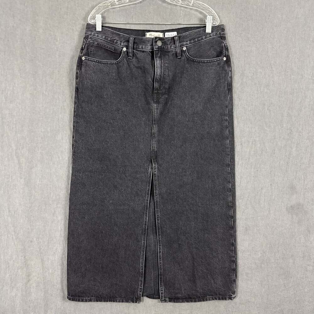 Madewell Women's Size 30 Lunar Black Denim Mid-Rise Maxi Skirt